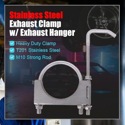 Stainless Steel 4 Inch Exhaust Clamps with Hanger Rod - size: 4 Inch