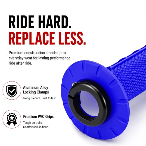 Motorcycle Lock-on Grips 7/8”Handlebar Handle Blue - color: blue