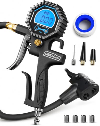 Presta Valve Adaptor with Pressure Gauge and Inflator for Air Compressor