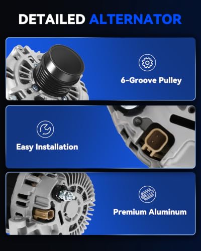 11554N New Alternator Replacement for Jeep Cherokee Compass Renegade 2014-2022, Chrysler 200 2015-2017, Ram ProMaster City 2015-2022, Fiat 500X 2016-2018, 56029624AB A002TX3581ZC 56029624AA - size: 11554N
