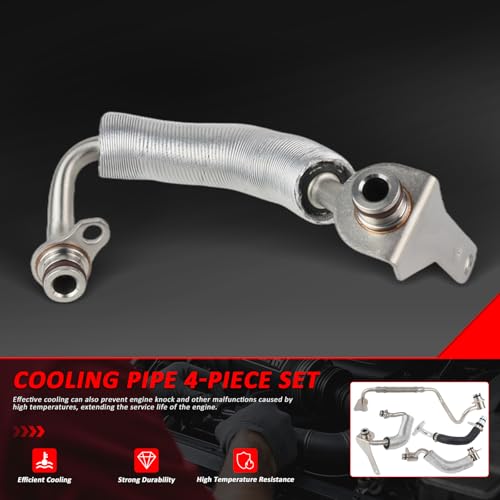 4-Piece Turbocharger Coolant and Oil Line Kit Compatible with BMW N20 N26 125i 220i 320i 328i 420i 428i 520i 528i xDrive20i References 11538663516 11538663517 11428626652 11428626653 - color: 4-Piece Cooling Tube Set