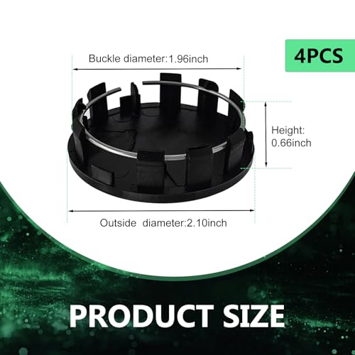 4 PCS Car Wheel Hub Center Cap, Snap-in Tight Fit Wheel Center Hub Cap Cover, Center Caps with 2.1" Outer Diameter and 1.96" Inner Diameter, Applicable to Some Car Models (Black) - color: Black
