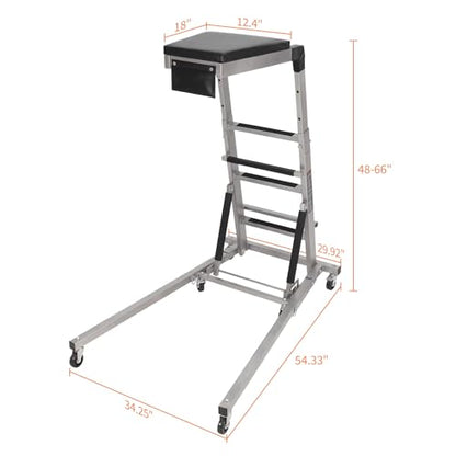 TrailBlaze Heavy Duty Collapsible Topside Engine Creeper – 440 lbs Capacity – Adjustable Height 45"-66" – Locking Casters – Ideal for Trucks, SUVs, Slip-on Shoes, and Garage Repair - color: Silver 6 rounds