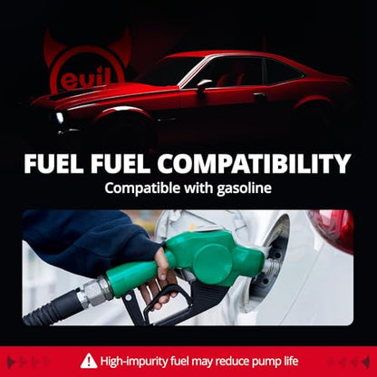 EVIL ENERGY External Inline Electric Fuel Pump, 255 LPH High Pressure with 52MM Bracket Clamp, Red - color: Red