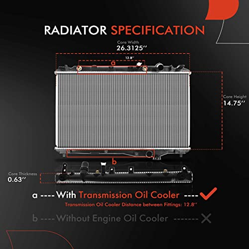 A-Premium Engine Coolant Radiator Assembly with Transmission Oil Cooler