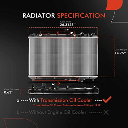 A-Premium Engine Coolant Radiator Assembly with Transmission Oil Cooler