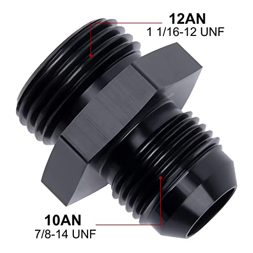 EVIL ENERGY 10AN Flare to AN12 ORB Male O-Ring 2PCS Fitting Adapter - size: 12AN ORB to 10AN