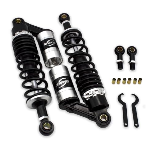 Universal 320mm Shock Absorber, Damping System for Street Bikes, Go Karts, Scooters & ATVs, Motorcycle Rear Suspension Upgrade ;Black and silver - color: SILVER