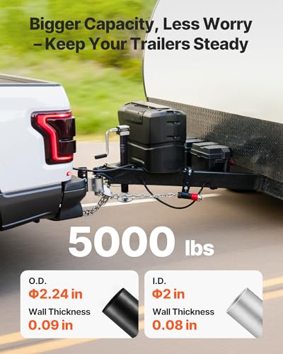 VEVOR 5000 lbs A-Frame Trailer Jack, 15-Inch Vertical Travel, Trailer Lift Jack with Adjustable 7-Level Drop Leg & Drill Socket, Cordless Drill Compatible, Suitable for RV, Utility, Yacht Trailers - size: 5000 lbs (25 inch Stroke)