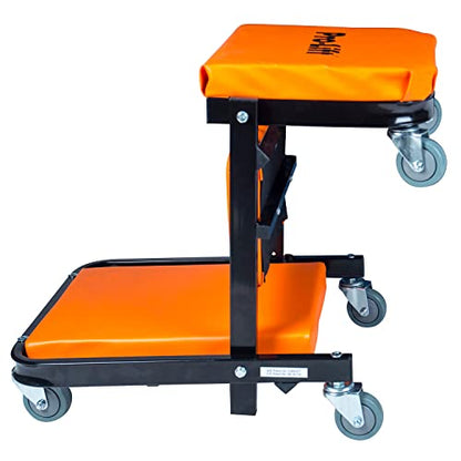 Pro-LifT Foldable Z Creeper 2-in-1 Rolling Car Creeper & Seat, 40" - color: Orange