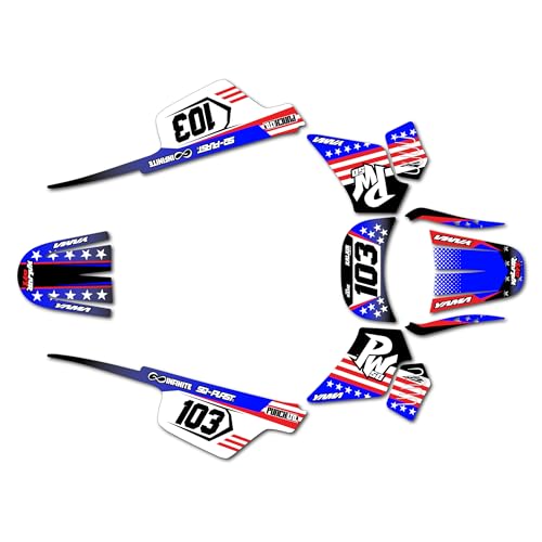 Graphics Kit for Yamaha PW50 (1980-2023) Usa Series Red-blue 16 Mil - Dirt bike Custom Racing Graphics Decals Stickers Kit, no-plastics - color: Red-blue, size: 16 Mil - On/Off the Road