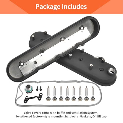 Cast Aluminum Engines Valve Cover with Coil Mounts - color: Black, size: GM LS1-LS6