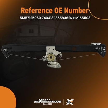 maXpeedingrods Rear Right Passenger Side Window Regulator for BMW X5 E53 3.0i 4.4i 4.6is 4.8is 2000-2006 740413 51357125060 - style: 740-413