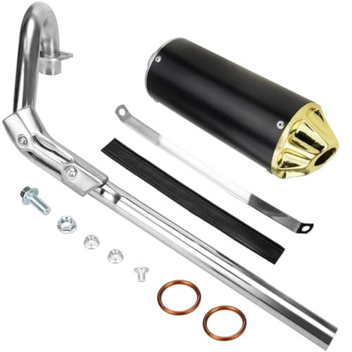 FVRITO High Performance Exhaust Pipe Muffler Silencer Assembly Kit for CRF50 XR50 Apollo DB-x14 x18 Chinese 70cc 110cc 125cc SSR Taotao DB14 DB10 Rocketa X-pro x8 Pit Dirt Bike Motocrosss Gold - color: Gold