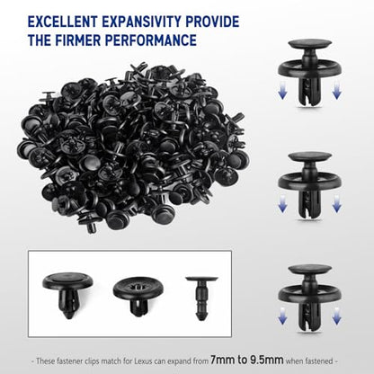 120 pcs Engine Under Cover Push Pins Retainer Clips for Toyota Lexus Body