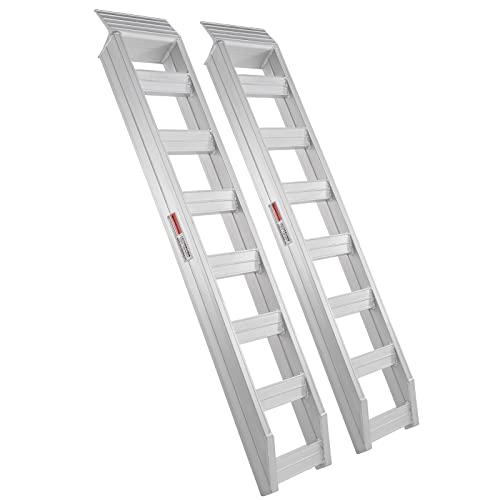 VEVOR Aluminum Ramps, 8810 lbs, Heavy-Duty Ramps with Top Hook Attaching End, Universal Loading Ramp for Motorcycle, Tractor, ATV/UTV, Trucks, Lawn Mower, 72" L x 15" W, 2Pcs - size: 8100 lbs