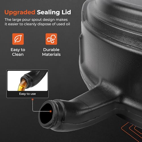 15 Quart Oil Drain Pan with Splash Guard, Handle for Oil Change
