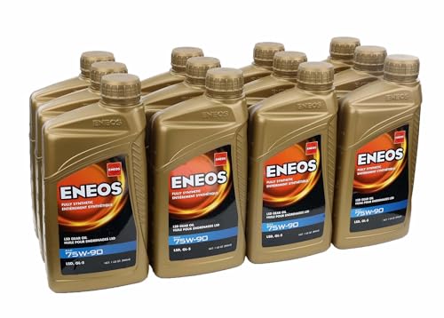 ENEOS 75W-90 Fully Synthetic Gear Oil, API GL-5, LSD, 12 Qt