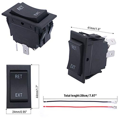 weideer 12V Reverse Polarity Switch,Momentary Power Jack Rocker Switch,DC Motor Control DPDT 4 Pin(ON)-Off-(ON) 20A 12 Volt DC UP Down RV Switches with Wires - color: BK-UP/DOWN 4pin, size: Momentary