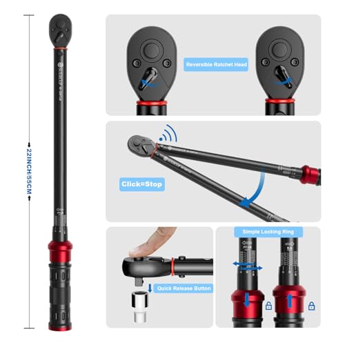 SUERCUP Torque Wrench 1/2-Inch Drive, 40-320Ft.Lb, for Motorcycle & Auto - size: 1/2" 40-320 Ft.Lb/54.2-433.6 N.m