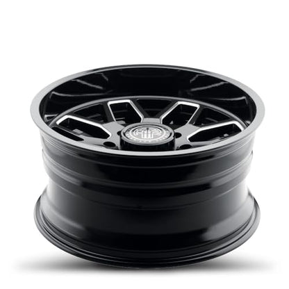 22x10 Gloss Black Milled Aluminum Alloy Wheel | 5x127 Bolt Pattern | -21mm Offset | 4.6in Backspacing | 78.1mm Center Bore | 2500 lb Load Rating
