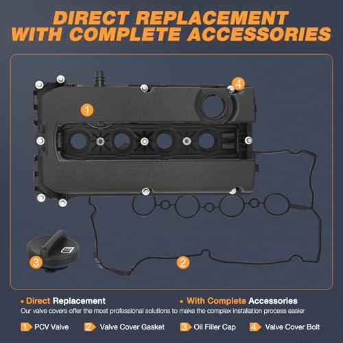 Nilight Engine Valve Cover with Gasket, Replace# 55558673 55564395 - size: for Chevy Cruze 2010-2016, Sonic 2012-2018