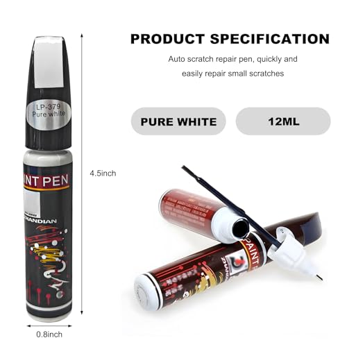 Car Touch Up Paint, 2-in-1 Color Accurate Paint Pen Lasting Auto Scratch Remover, Quick Drying Automotive Touch-up Paint Fill Pen for Most Vehicles, Universal Car Accessories (White) - color: White