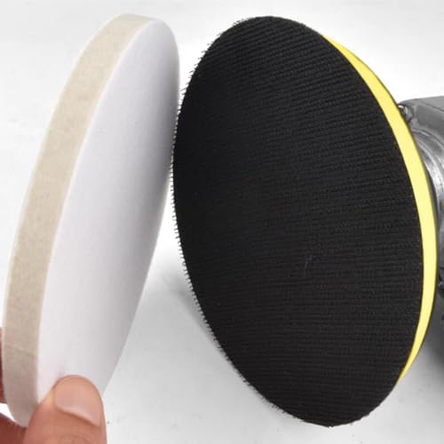 5 Pcs 4" Wool Felt Polishing Pads, Flocking Hook & Loop Back