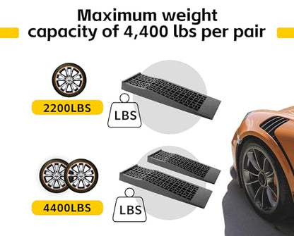 MaxxHaul 50516 4,400 lb. Capacity Low Profile Car Ramps, 2-Count, Black (Pack of 1) - size: Extended Length