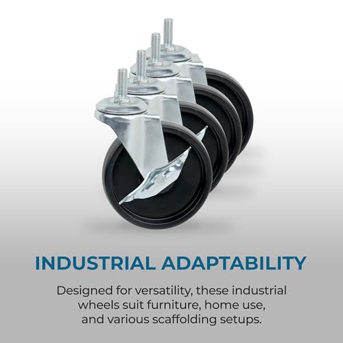 Honey-Can-Do 4" Swivel Caster Wheels Set of 4, Heavy Duty for Wire Shelving - color: Black