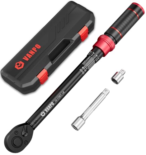 VANPO 1/2-Inch Drive Click Torque Wrench, 10-170 Ft-Lb for Lug Nuts & Car - size: 1/2-Inch (10-170 Ft-Lb / 13.6-230.5 Nm)
