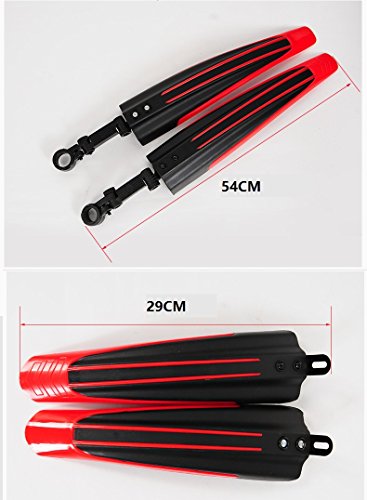 BlueSunshine Adjustable Road Mountain Bike Bicycle Cycling Tire Front/Rear Mud Guards Mudguard Fenders Set (Gray + Black) - color: Gray + Black