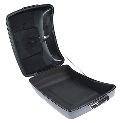 TCT-MOTORPARTS Chopped Tour Luggage Trunk Backrest Pad Chrome Mount Bracket Fit for 2014-2025 Harley Touring CVO Road Glide Street Glide Special Road King Electra Glide - color: Vivid Black Chopped Trunk+Chrome Rack#1
