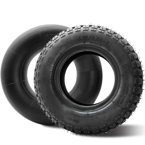 4.10/3.50-6 Tire and Inner Tube,Heavy Duty,Replacement for 4.10-6 13x4.00-6 Tire,Fit for Lawn Mower Hand Truck Wheelbarrow ATV Quad - color: 4.10/3.50-6 tire set black