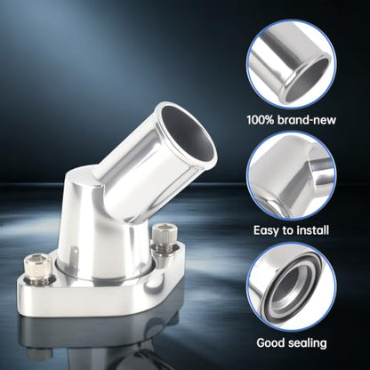 45° Swivel Water Neck Aluminum Polished Thermostat Housing - color: Silver, size: 45 Degrees Style1