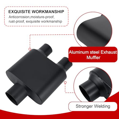 3 Muffler Single Chamber 3.0" Universal Mufflers Performance Race Exhaust Muffler 3.0 inch,Aggressive Sound,Black(3" center in/2.25" dual out/overall 13") - size: 3" center in | 2.25" dual out | Overall 13", style: Center in |Dual out