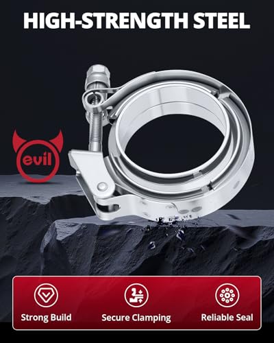 EVIL ENERGY V Band Clamp Quick Release Stainless Steel with Flange Male Female Mild Steel 2.5 Inch - size: 2.5"