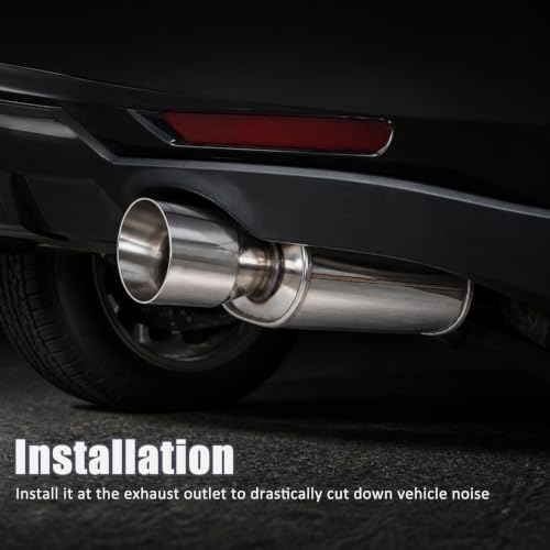 Catekro Exhaust Muffler 2.5" Inlet 4" Outlet 21.3" Length Reduce Noise - color: 1 Inlet to 1 Outlet