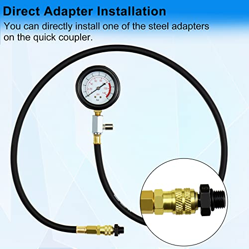 JoyFans Oil Pressure Tester Tool, 0-140PSI Oil Pressure Gauge Kit for Fuel System Mechanical Sensor Engine Cylinder Compression Test with Hose Adapters for Cars ATVs Trucks Use Red Case - color: Red Suitcase