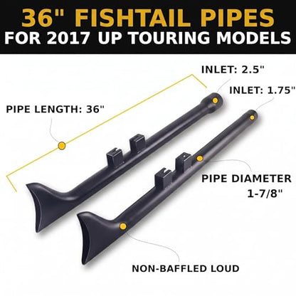 36 Inch Fishtail Slip on Mufflers, Black - color: Black, size: 36"