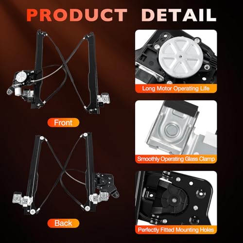 Rear Left Driver & Right Passenger Side Window Regulator w/Motor - size: 741-578/579