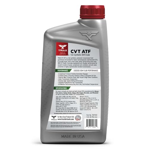 TRIAX CVT ATF – Universal Full Synthetic CVT Transmission Fluid (Green) – for Nissan NS-3, NS-2, Subaru CVTF-II, Honda HCF-2, Toyota CVT FE & Many More (1 Quart) - size: 1 Quart