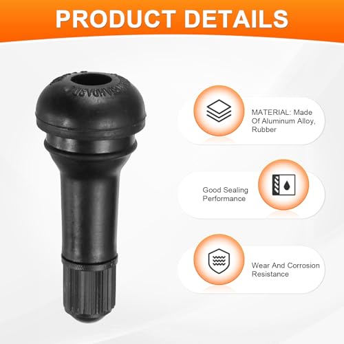 PATIKIL 1.8 Inch TR413 Tire Valve Stem, 5 Pack Universal Metal Rubber Snap-in Valve Stems for Cars Trucks Trailers ATVs Motorcycles, Black - size: 1.8"