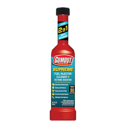 Gumout 510233 Supreme 2 in 1 Fuel Injector Cleaner + Octane Booster, 10 Oz. Improves Engine Power & Performance & Prevents Deposit Build Up, Treats 30 Gallons - style: Fuel Injector Cleaner + Octane Booster