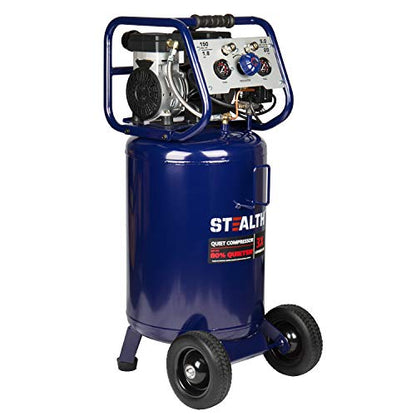 Stealth 20 Gallon Ultra Quiet Air Compressor,1.8 HP Oil-Free Peak 150 PSI 68 Decibel, 5.5 CFM @ 40 PSI 5 CFM @ 90 PSI Silent Long Life Electric Air Compressor W/Wheel for Garage - style: Vertical_VC