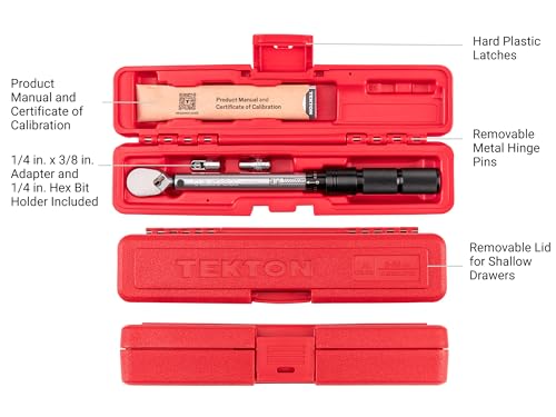 TEKTON 1/4 Inch Drive 90-Tooth Dual-Direction Micrometer Torque Wrench with Case (2-20 Nm) | TRQ50502 - size: 1/4 in.