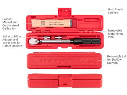 TEKTON 1/4 Inch Drive 90-Tooth Dual-Direction Micrometer Torque Wrench with Case (2-20 Nm) | TRQ50502 - size: 1/4 in.