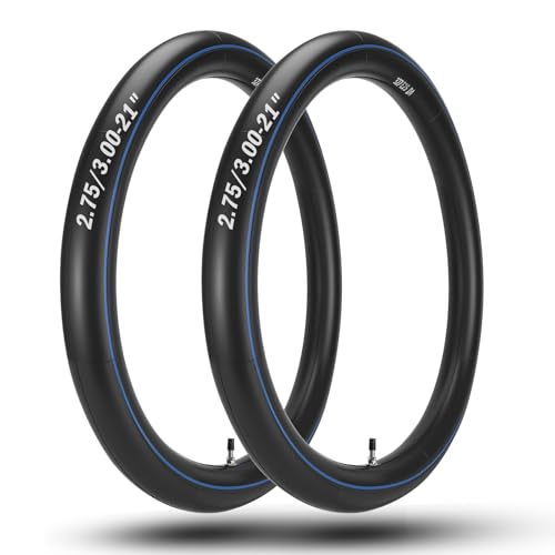(2-Pack) 2.75/3.00-21" Inner Tubes 80/100-21 or 90/90-21 Heavy Duty Dirt Bike Inner Tubes, 2mm Thick, TR4 Valve, Fits HondaAfrica Twin CRF230, CRF250, CR250 Kawasaki KLR, KDX200 and More - size: 2.75/3.00-21" (80/100-21")