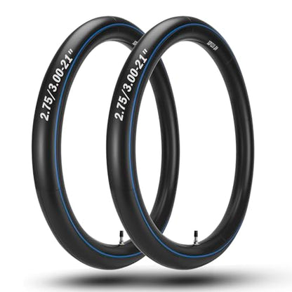(2-Pack) 2.75/3.00-21" Inner Tubes 80/100-21 or 90/90-21 Heavy Duty Dirt Bike Inner Tubes, 2mm Thick, TR4 Valve, Fits HondaAfrica Twin CRF230, CRF250, CR250 Kawasaki KLR, KDX200 and More - size: 2.75/3.00-21" (80/100-21")