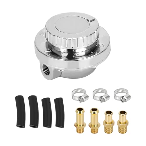 Manual Adjustable Fuel Pressure Regulator, 1-5PSI Carb Fuel Pump Pressure Regulator with 8mm & 10mm Adapter for Carburetor Engine, Auto Gauge Accessories, Universal for Most Vehicles